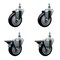 Service Caster 4 Inch Black Polyurethane 12 Inch Threaded Stem Caster Set 2 Brakes SCC SCC-TS20S414-PPUB-BLK-121315-2-PLB-2 - alternate 1